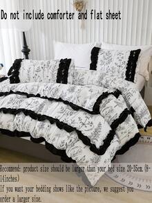 Bộ 3 khung lưng in sợi tổng hợp mềm mại và thoải mái với viền nhún bèo hai lớp, thích hợp cho mọi mùa, dùng trong phòng ngủ, trang trí nhà cửa - Nhiều màu - Xem 18