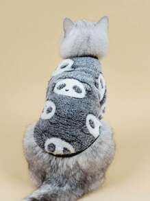 PETSIN 1pc Plush Panda Pattern Fleece Pet Hoodie - Multicolor - View 7