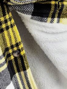 Manfinity VCAY Men's Woven Casual Fashionable Young Plaid Patchwork Loose Long Sleeve Hooded Zip-Up Jacket