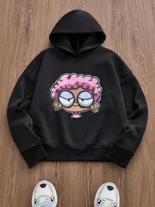 Manfinity VCAY 男士休闲宽松针织长袖卫衣，适合秋冬季穿着 - 黑色 - 查看 1