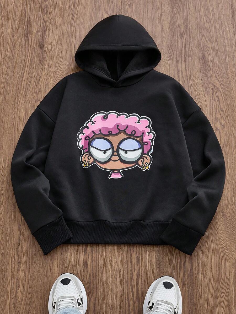 Manfinity VCAY 男士休闲宽松针织长袖卫衣，适合秋冬季穿着 - 黑色 - 查看 1