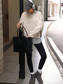 Tropiluxe New Autumn Fashionable Casual Striped Loose 2 In 1 Hooded Long Sleeve Sweatshirt For Women Sportwear For Daily Wear