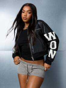 SUMWON WOMEN Ribbed Knit High Waist Winter Mini Shorts Lounge Wear Party Shorts Fitted Bottoms - Grey - View 5