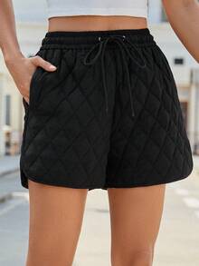 GENKIRA Quần short chần bông nhẹ cho nữ, ấm áp cho mùa thu/đông - màu đen - Xem 3