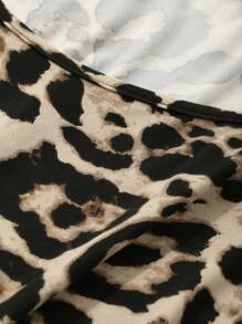 Dazy Plus Plus Size Women Leopard Print Crew Neck Fitted Long Sleeve T-Shirt, Autumn Cheetah Print - Khaki - View 9