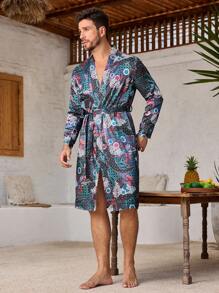 Manfinity ChillVibe 男士秋季休闲全身印花长袍/家居服