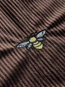 ROMWE Fairycore 1pc Versatile Bee Embroidery Elastic Waist Long Skirt For Women