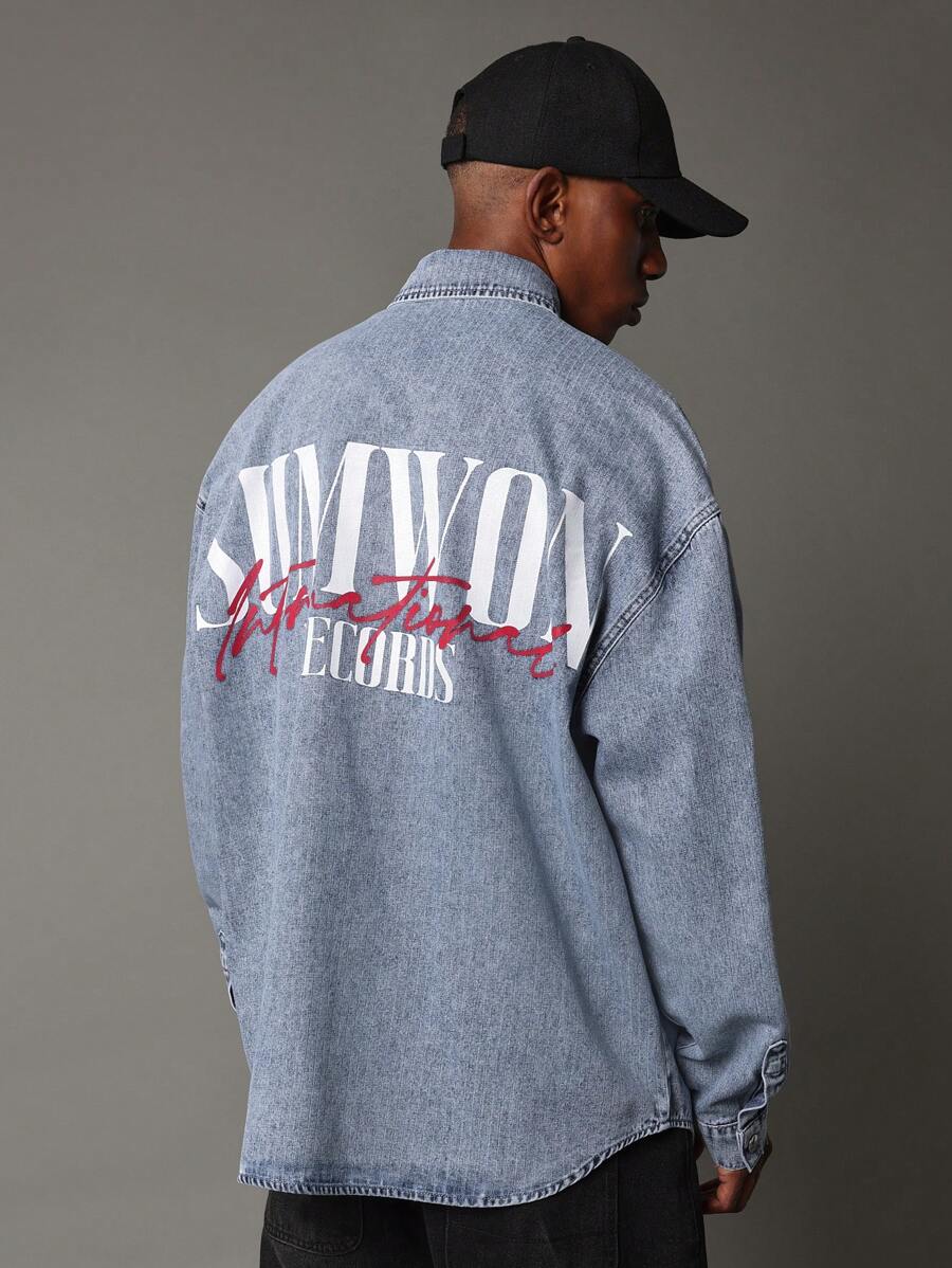 SUMWON Regular Fit Washed Curve Hem Denim Jacket With Cargo Pocket ...