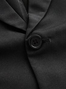 SHEIN Bộ 3 áo khoác blazer phong cách quý ông, quần và cà vạt cho bé trai tuổi mới lớn - Bộ đồ, Quà tặng dự tiệc, Trang phục trở lại trường, Thu/Đông - màu đen - Xem 12