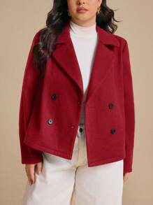 SHEIN Frenchy 冬季红色加大码女式宽松休闲短款西装外套