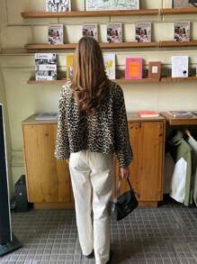 Chiquease Áo khoác ngắn họa tiết da báo thường ngày cho nữ, mùa thu - Nhiều màu - Xem 2