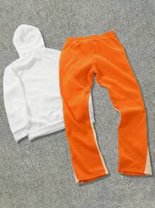 Manfinity EMRG Bộ quần nỉ có mũ trùm đầu và in chữ và hình cỡ lớn mùa thu cho nam - Nhiều màu - Xem 2