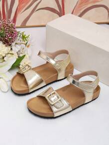 Girls Sandals Kids Princess Style Open Toe Flat Beach Sandals, New Summer Collection Middle & Big Children