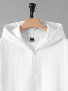 Manfinity Homme Sudadera con capucha con cremallera para hombre, informal, para otoño/invierno - Blanco - Ver 3