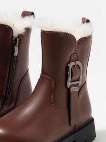 2024 New Winter Thick Insulated Waterproof Platform Short Boots Girl, Black & Brown Snow Boots