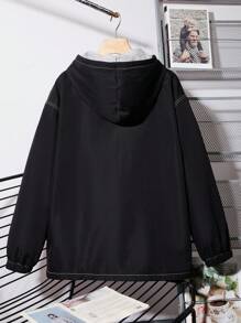 SHEIN Teen Boy 1pc Casual College Retro Losse Kleur Streep Werkkleding Zakken Plus Naad Geweven Markeringen Jas Homecoming, Renaissance, Herfstoutfits, Teen Boy Kleding, Luchthaven, Cocktailparty, Herfst/Winter Winter