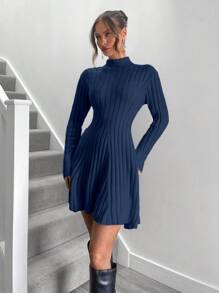 Roylia Vestido de punto acanalado informal hasta la rodilla para mujer, con cintura elástica, apto para otoño e invierno