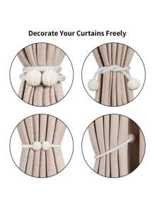 SHEIN 2 pièces Embrasses de rideaux magnétiques, support d'embrasse de fenêtre, fixateur de corde décoratif avec design de nœud classique pour la maison et le bureau