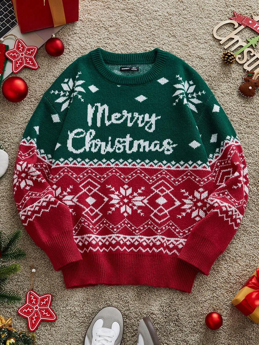 Manfinity VCAY Men's Knit Casual Loose Fit Graphic Color Block Designer Long Sleeve Pullover Sweater, Fashionable For Everyday Wear, Vacation, Boyfriend Gift, For Christmas