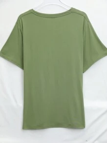 SHEIN LUNE 复古鸡爱好者 T 恤，可爱的农场生活 T 恤，送给妈妈的礼物，舒适的动物服装，可爱的鸡妈妈衬衫，舒适色彩上衣图案 T 恤女式上衣 - 墨綠色 - 查看 2