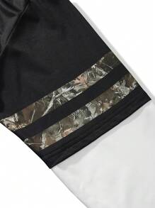 Manfinity EMRG Men Casual Colorblock Letter And Flame Print Round Neck Long Sleeve Jersey T-Shirt, For Going Out - Black - View 4