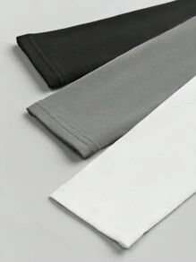 SHEIN LUNE 3 件/套女士纯色弹力贴身保暖内衣，基本款，轻便，保暖内衬和加厚保暖内衬版本，适合秋冬季 - 彩色 - 查看 4