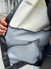 SHEIN Leap Crew Áo khoác da in chữ màu đen trắng đỏ cho bé gái tuổi teen phong cách đường phố giản dị thời trang đa năng - Nhiều màu - Xem 8