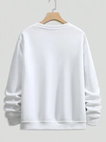 Manfinity Homme Men's Genesis Hand Gesture Print Line Pattern Abstract Painting Graphic Minimalist Sweatshirt - White - View 2