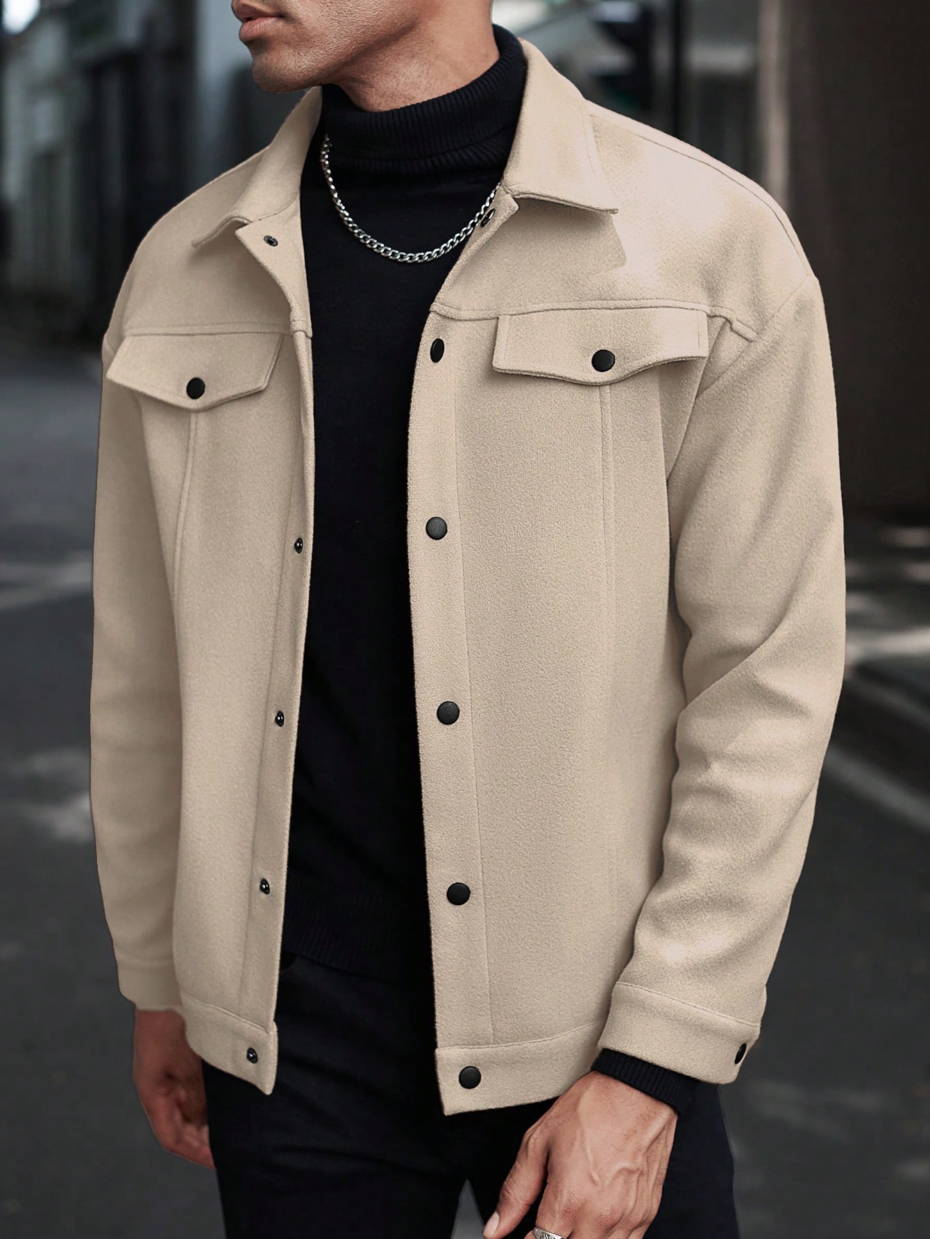 معطف كاجوال رجالي علوي بياقة وأزرار لفصل الخريف