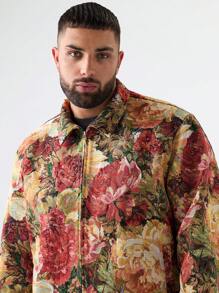 Manfinity VCAY Plus Size Men's Jacquard Jacquard Long Sleeve Jacket, For Fall Winter - Multicolor - View 2