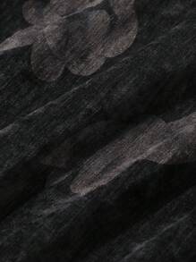 DAZY 女士丝绒印花中长连衣裙，秋冬季，新年舞会礼服，优雅女士连衣裙 - 黑色 - 查看 9