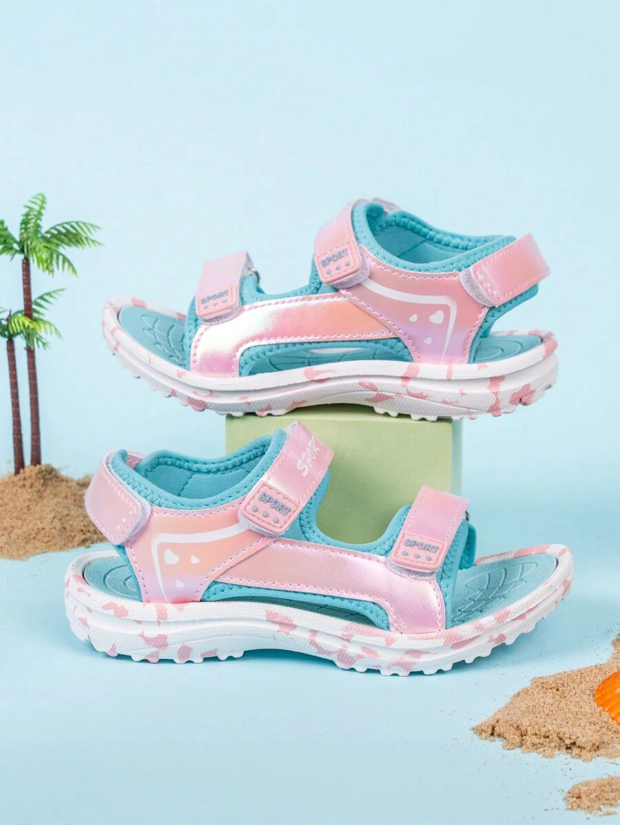 Boys' Spring/Summer Sports Sandals, Special Mirror-Finish Upper, Dual Non-Slip Sole, Contrast Color Design, Fashionable & Cool, Suitable For Daily Wear, Beach Vacation, Holiday Party, Beach Sandals - Multicolor - View 1