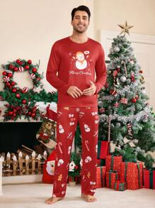 CoupledUp Christmas Santa Claus & Gingerbread Man & Snowman Couple Matching Pajama Sets For Men - Multicolor - View 8