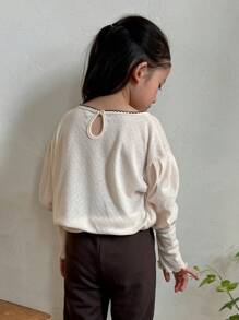 DAZY Young Girls Printed Crew Neck Knit T-Shirt, Young Girl Fall Clothes - Apricot - View 5