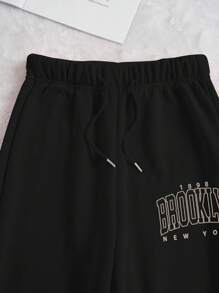 INAWLY 2 件女式字母印花落肩长袖运动衫和运动裤休闲套装，秋季