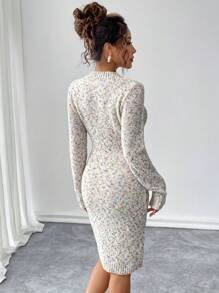 Chiquease Abito maglione con maniche lunghe, a girocollo, con blocchi di colore, in fibra mista, da donna - Multicolore - Visualizzare 2