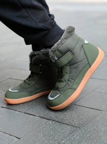 1 双儿童冬季雪地靴，保暖防滑，耐用户外靴，柔软舒适，用途广泛，女孩喜欢，男孩时尚 - 軍綠色 - 查看 7