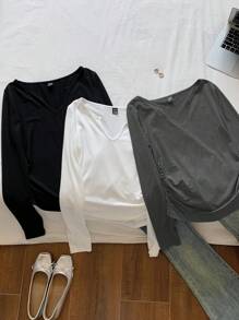 Comfortcana 3件套大码女式多色长袖休闲宽松T恤