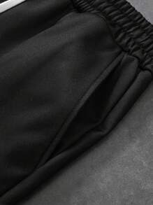 Manfinity EMRG Men Halloween Skeleton Print Zipper Hoodie And Drawstring Flared Pants Loose 2pcs Outfit, Autumn - Black - View 3