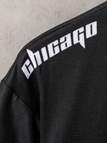 SHEIN Teenage Boys' Active Numeric Print Short Sleeve T-Shirt - Black - View 5