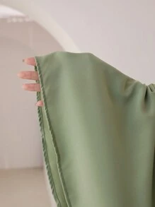 Veilorie Ladies' Solid Color Simple Daily Long Dress With Arabic Rope Modest - Mint Green - View 7