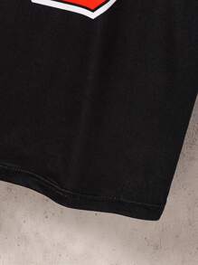 SHEIN Teenage Boys' Active Numeric Print Short Sleeve T-Shirt - Black - View 4