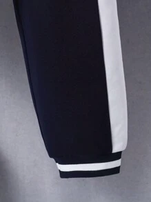 SHEIN Vacaura Teen Boy American Collegiate Style Letter Graphic Hooded Sweatshirt & Patchwork Long Pants Set Chic Outfits For Autumn/Winter