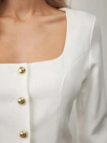 BizChic Conjunto informal de traje blanco para mujer, conformado por blazer y falda (2 piezas), atuendo blanco, traje de oficina para mujer, atuendo para Navidad