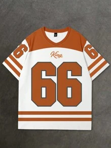 Manfinity Homme Áo thun nam tay ngắn cổ chữ V rộng rãi thoải mái in số cỡ lớn - Nhiều màu - Xem 3