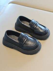 1 Đôi giày thể thao đế bằng cho trẻ em, màu đen, đơn giản và thoải mái cho bé gái mặc ngoài trời - màu đen - Xem 2