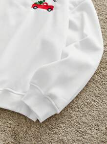 Manfinity VCAY 男士针织时尚休闲青年宽松长袖圣诞图案印花运动衫，适合秋冬 - 白色 - 查看 5