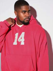 Manfinity VCAY Áo nỉ dài tay dệt kim rộng rãi, giặt axit, có mũ trùm đầu cỡ lớn cho nam, áo hoodie cotton họa tiết mặc đi chơi, quà tặng cho bạn bè, chồng, bạn trai, cho mùa thu đông - Hồng - Xem 2