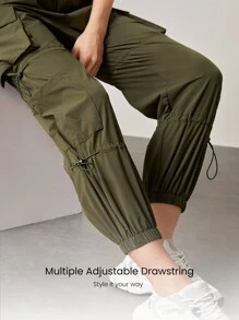 GLOWMODE 女士松紧腰多口袋休闲宽松运动裤