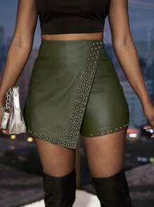 Zolique 不对称下摆铆钉装饰女士时尚裙裤，夏季